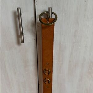 Linea Pelle  Tan Leather Belt with solid brass Buckle